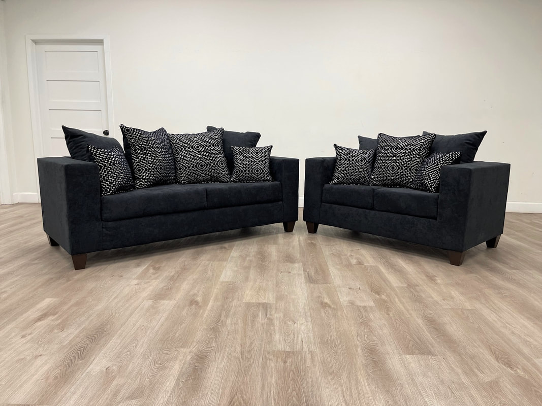 110 HOLLYWOOD BLACK SOFA AND LOVE SEAT