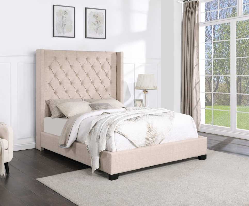 HH403 6FT - BEIGE BED AVAILABLE IN QUEEN AND KING SIZES