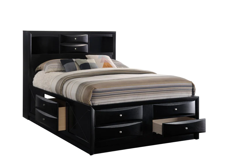 B4285 EMILY BLACK STORAGE BED AVAILABLE IN QUEEN AND KING SIZES