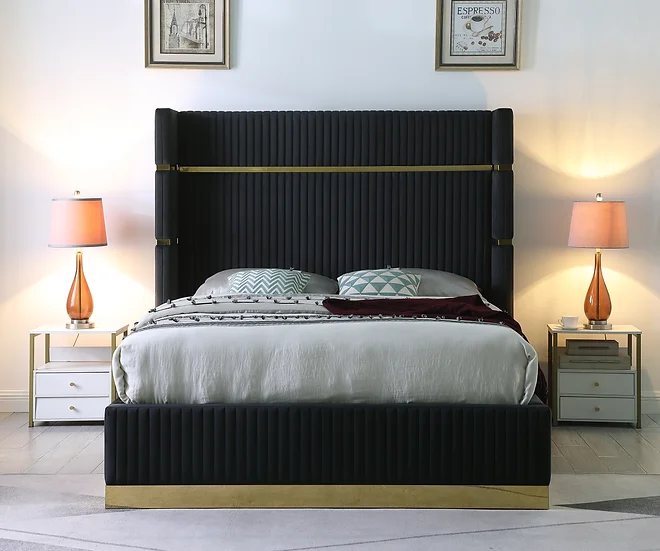 B786 ASPEN BLACK PLATFORM BED AVAILABLE IN QUEEN AND KING SIZES