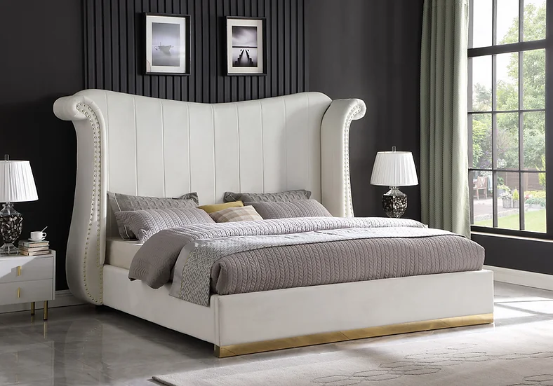 B400 LUNA BED (CREAM) PLATFORM BED AVAILABLE IN QUEEN AND KING SIZES