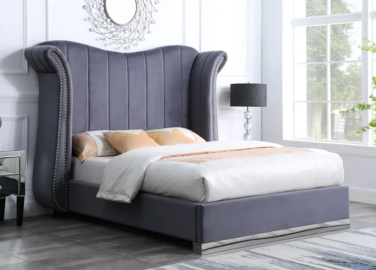 B400 LUNA BED (GREY) PLATFORM BED AVAILABLE IN QUEEN AND KING SIZES