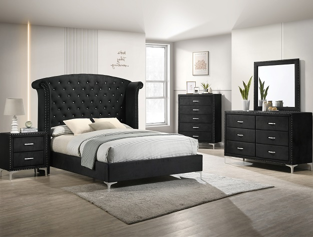 SETB9265 LUCINDA BEDROOM GROUP BLACK AVAILABLE IN QUEEN AND KING SIZES