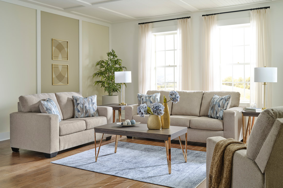 ASHLEY 512-04 AND 512-05 SOFA AND LOVESEAT SET AVAILABLE IN PARCHMENT AND GRAPHITE COLORS