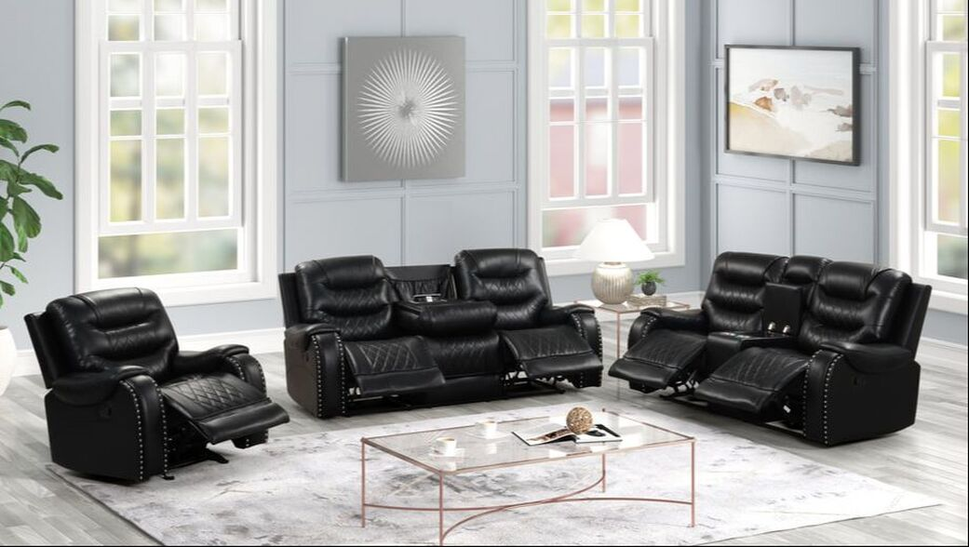 ASHLEY2001 BLACK OVERSIZED 3PC RECLINING SET