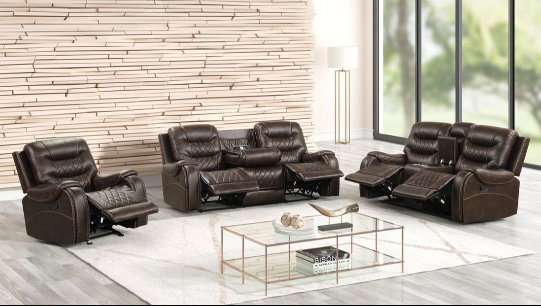 ASHLEY2002 BROWN OVERSIZED 3PC RECLINING SET