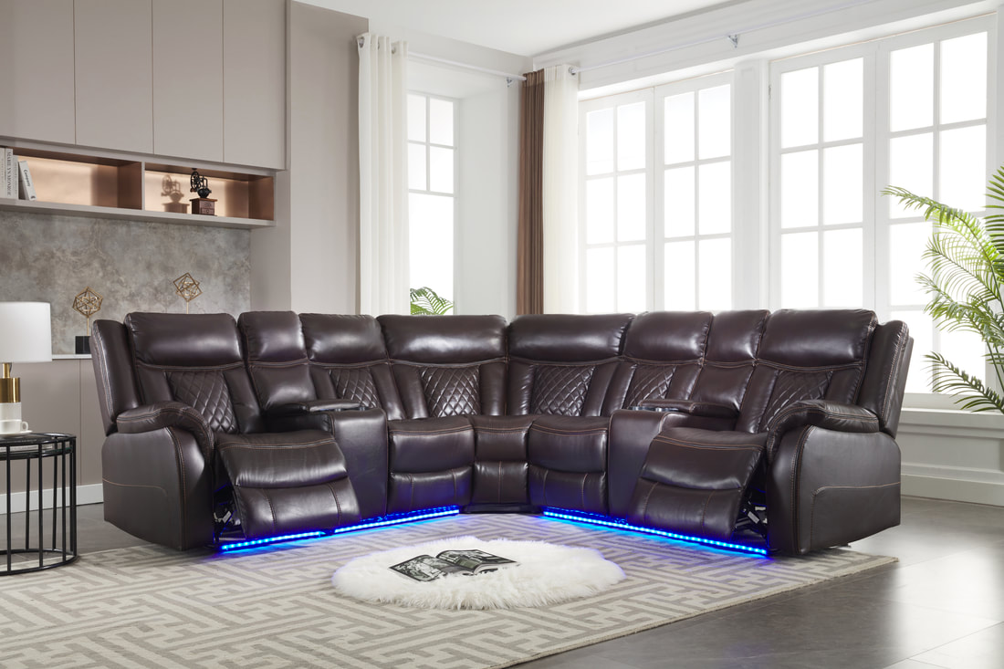 BATMAN POWER RECLINING SECTIONAL WITH LED LIGHTS AVAILABLE IN BLACK AND ESPRESSO