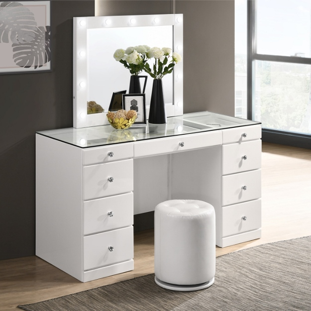 B4850WHSET AVERY WHITE VANITY WITH STOOL