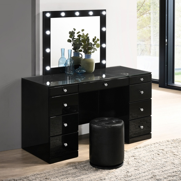 B4850BKSET AVERY BLACK VANITY WITH STOOL