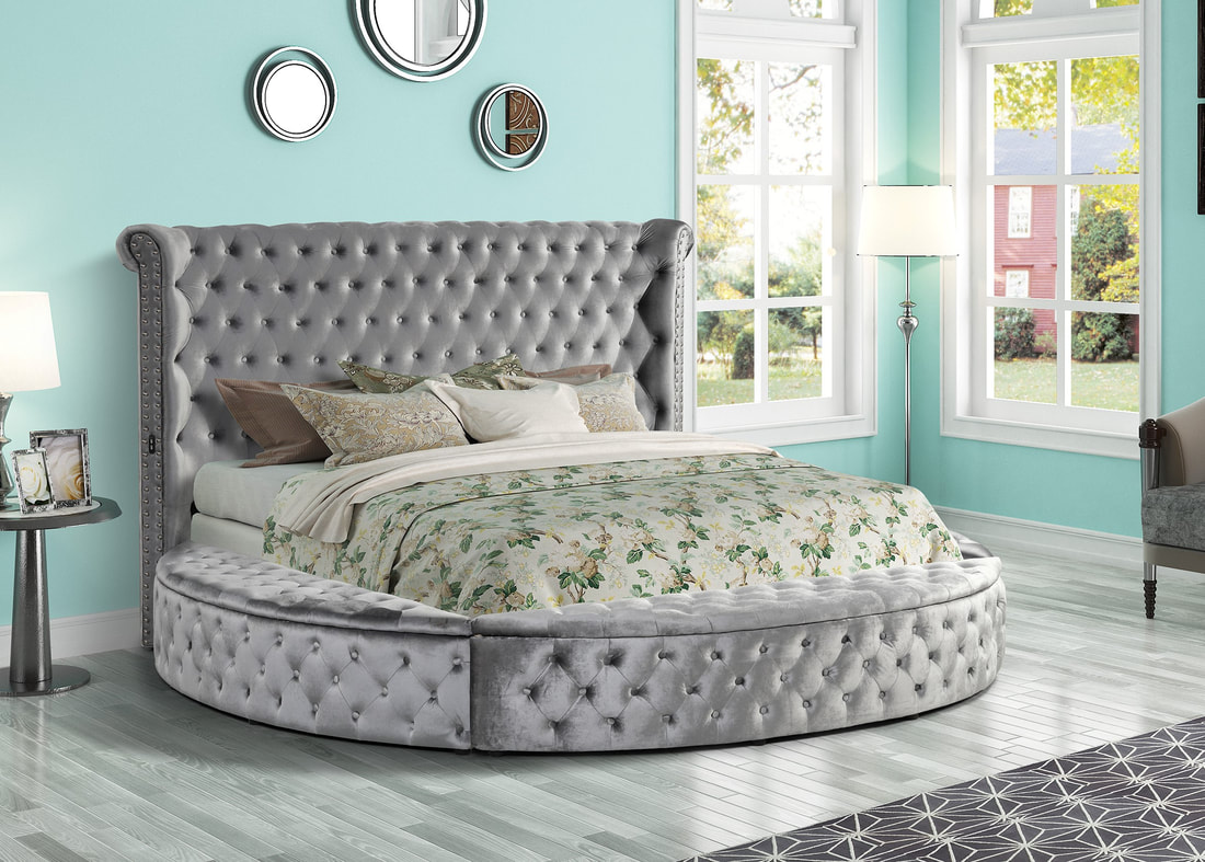 PENTHOUSE2 GRAY PLATFORM BED AVAILABLE IN QUEEN AND KING SIZES