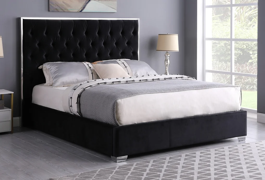 B600 ROSE (BLACK) PLATFORM BED AVAILABLE IN QUEEN AND KING SIZES