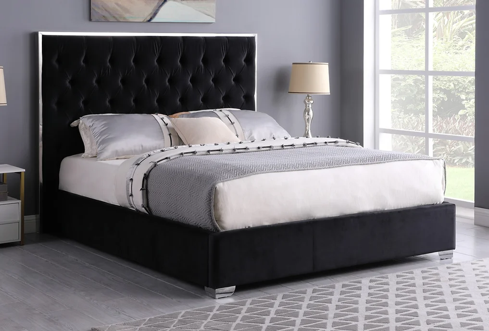 B600 ROSE (BLACK) PLATFORM BED AVAILABLE IN QUEEN AND KING SIZES