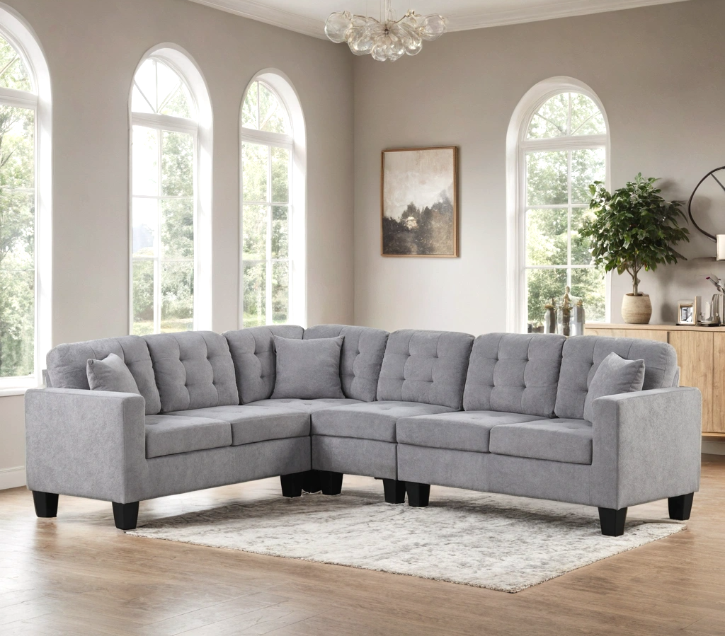 LOGAN2 GRAY REVERSIBLE LINEN SECTIONAL