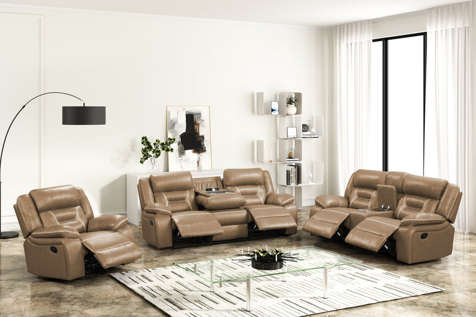 LUKA20 BROWN OVERSIZED 3 PIECE RECLINING SET