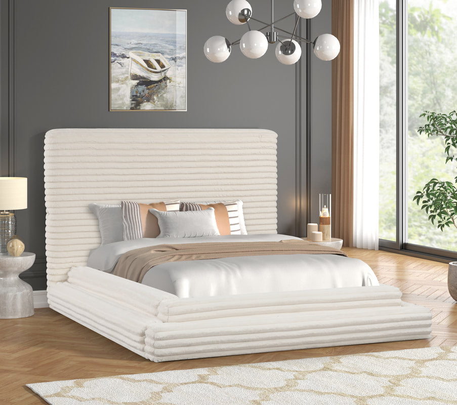 MARIAH BEIGE PLATFORM BED AVAILABLE IN QUEEN AND KING SIZES