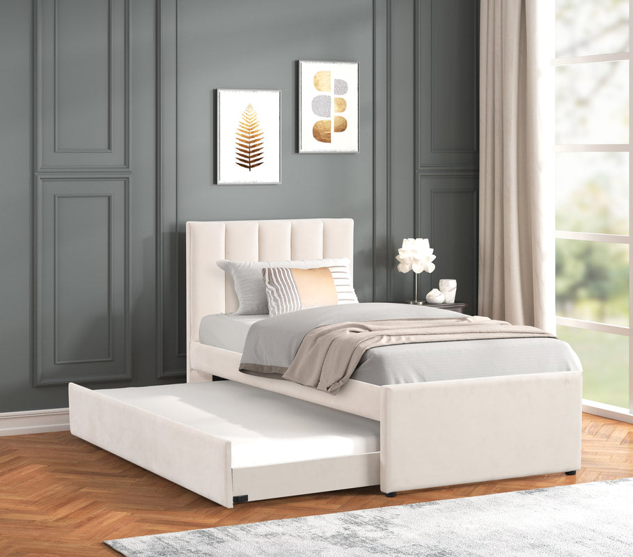 MAYA - Twin Platform Bed w/ Trundle available in Black and Beige