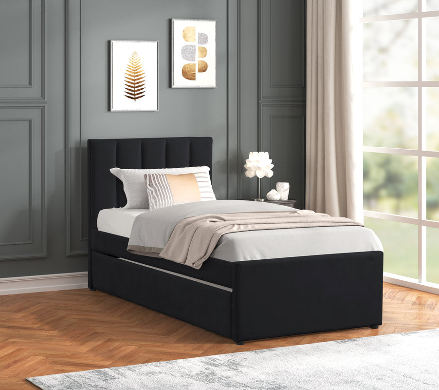 MAYA - Twin Platform Bed w/ Trundle available in Black and Beige