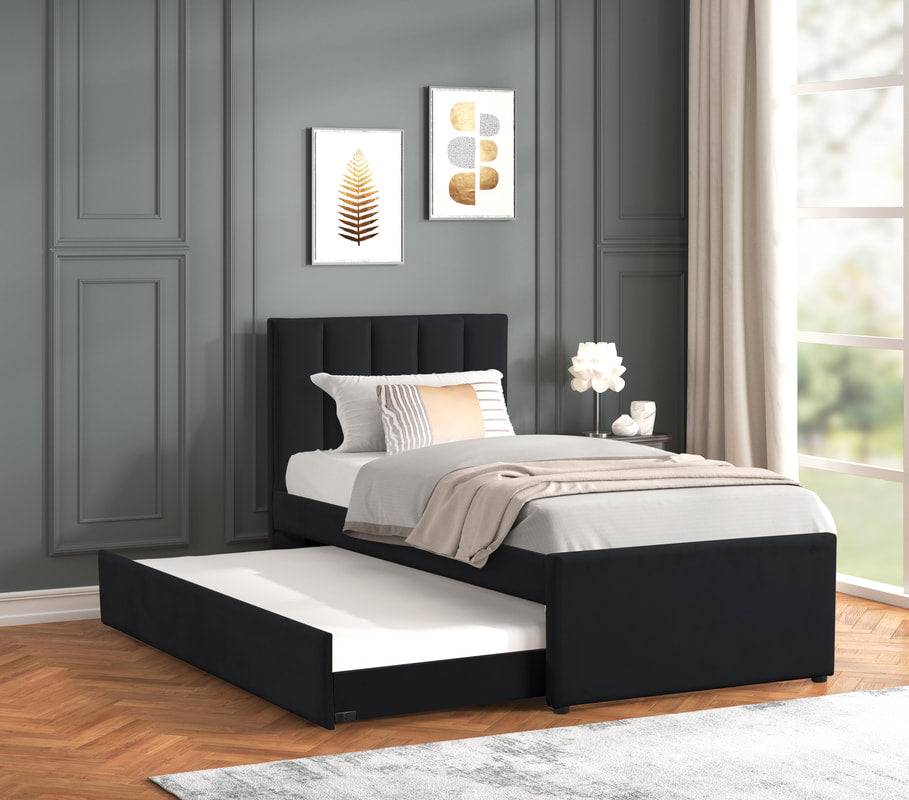 MAYA - Twin Platform Bed w/ Trundle available in Black and Beige