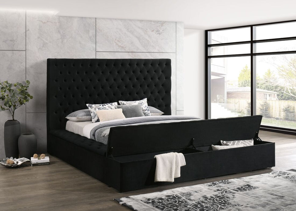PARIS BLACK PLATFORM BED WITH STORAGE AVAILABLE IN QUEEN AND KING SIZES