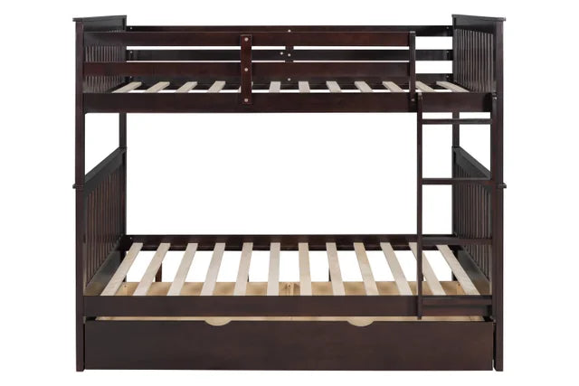 BB32 BLACK FULL/FULL BUNK BED WITH TWIN TRUNDLE