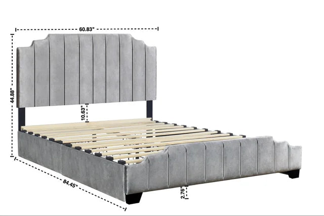 HH970 GRAY PLATFORM BED WITH STORAGE AVAILABLE IN FULL QUEEN AND KING SIZES