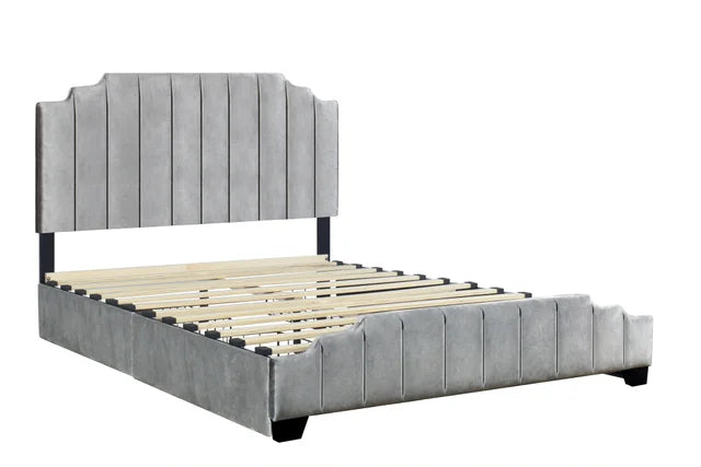 HH970 GRAY PLATFORM BED WITH STORAGE AVAILABLE IN FULL QUEEN AND KING SIZES