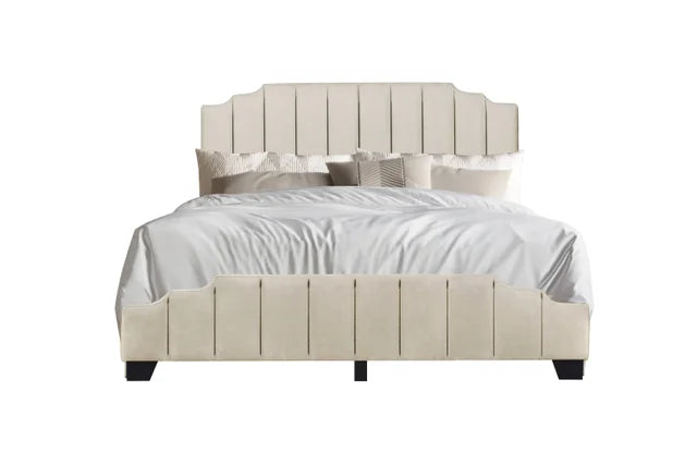 HH975 BEIGE PLATFORM BED WITH STORAGE AVAILABLE IN FULL QUEEN AND KING SIZES