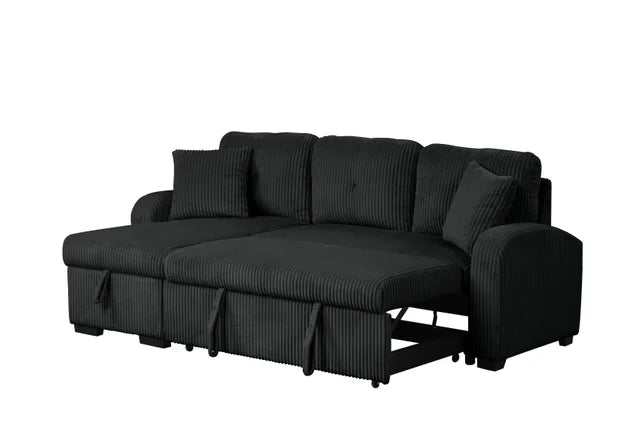 SILVIA BLACK SECTIONAL WITH PULL-OUT BED