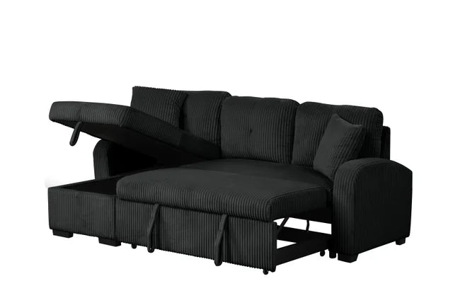 SILVIA BLACK SECTIONAL WITH PULL-OUT BED