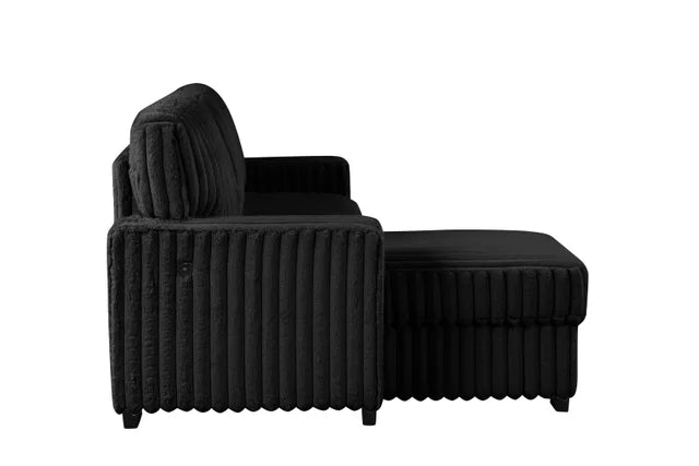 POLAND BLACK REVERSIBLE SECTIONAL WITH PULL-OUT BED