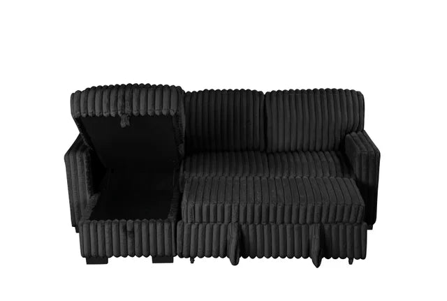 POLAND BLACK REVERSIBLE SECTIONAL WITH PULL-OUT BED