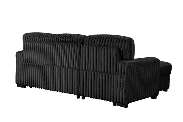 POLAND BLACK REVERSIBLE SECTIONAL WITH PULL-OUT BED