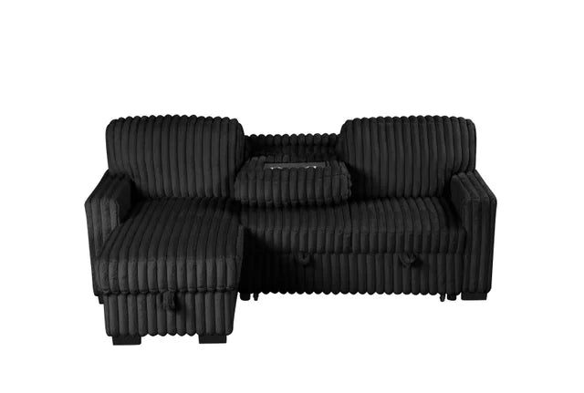 POLAND BLACK REVERSIBLE SECTIONAL WITH PULL-OUT BED