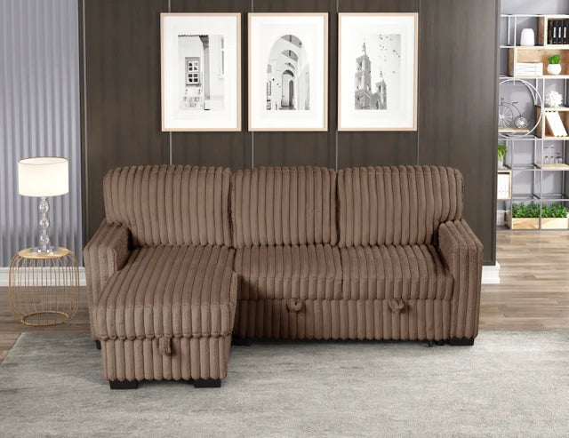 POLAND MOCHA REVERSIBLE SECTIONAL WITH PULL-OUT BED