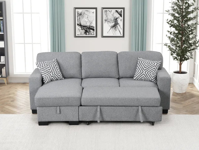 PACIFIC GRAY REVERSIBLE SECTIONAL WITH PULL-OUT BED