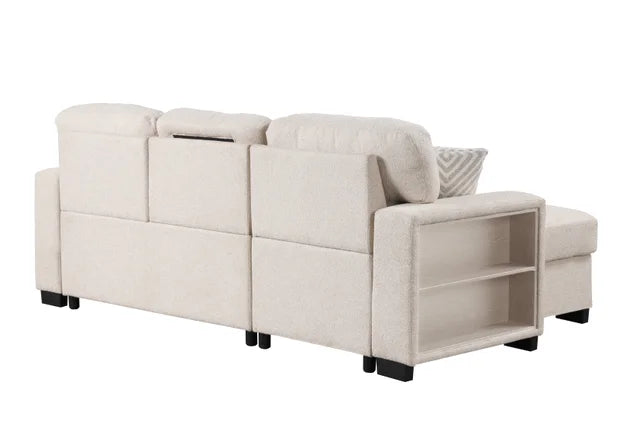PACIFIC BEIGE REVERSIBLE SECTIONAL WITH PULL-OUT BED