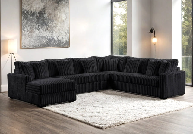 Solana Oversized Sectional Sofa – Corduroy Fabric in Beige, Charcoal, or Black
