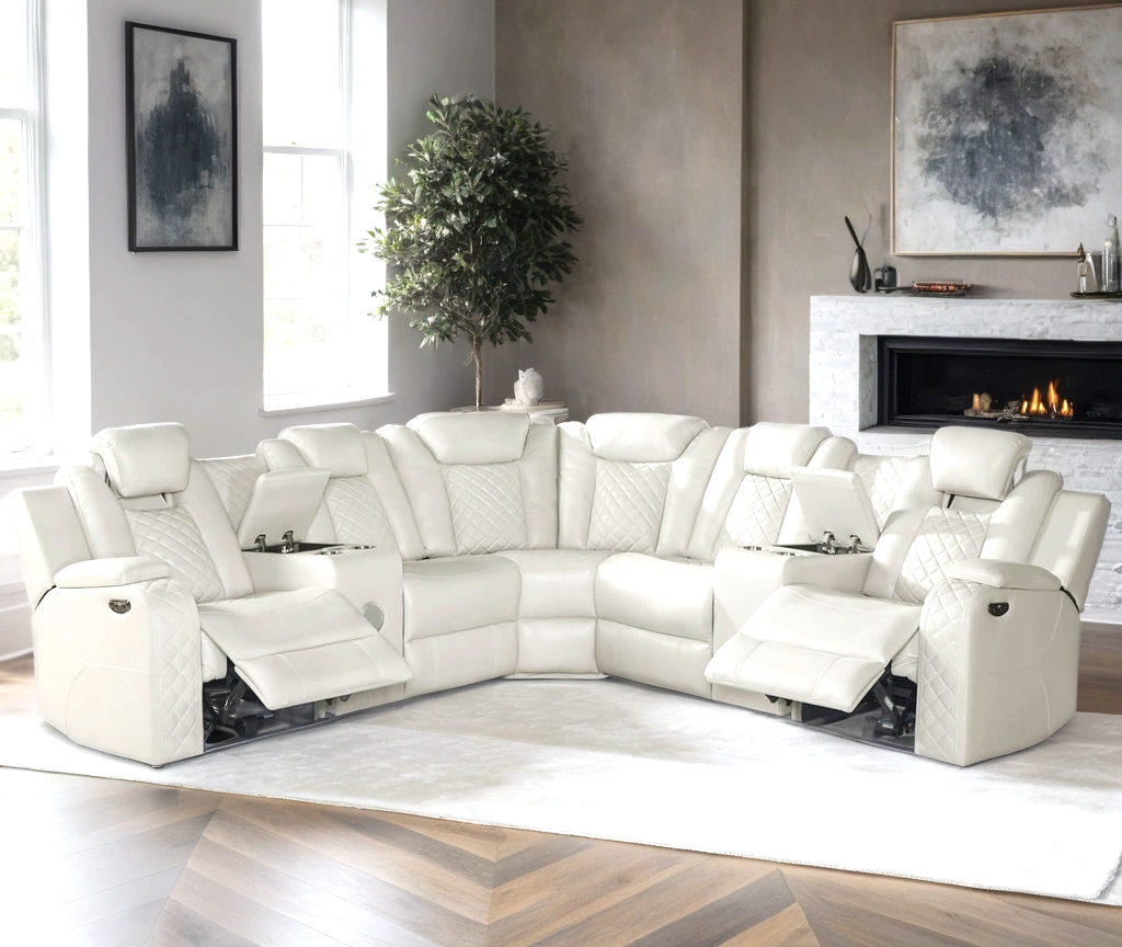SPACESHIP WHITE RECLINING SECTIONAL