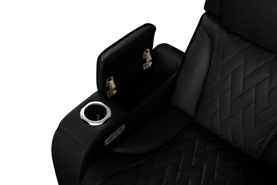 SPAIN BLACK RECLINING SECTIONAL WITH POWER HEADRESTS AND LED LIGHTS