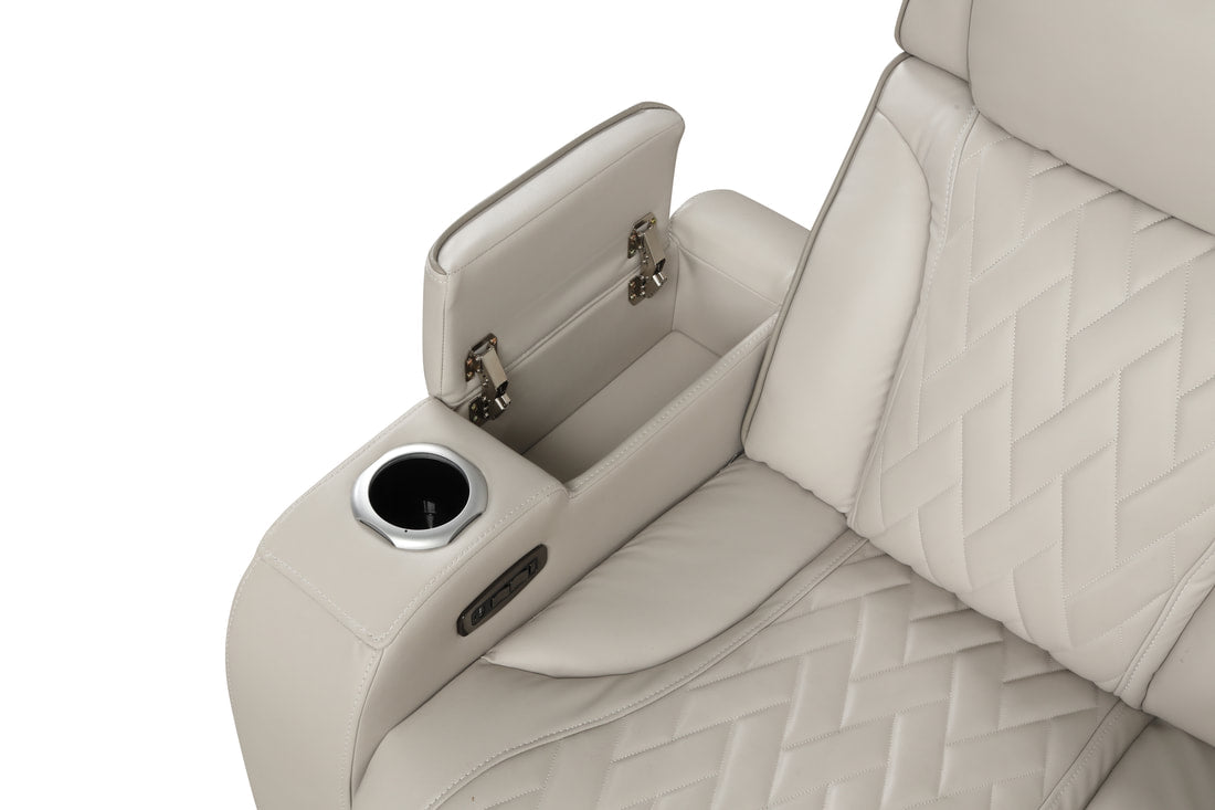 SPAIN SAND RECLINING SECTIONAL WITH POWER HEADRESTS AND LED LIGHTS