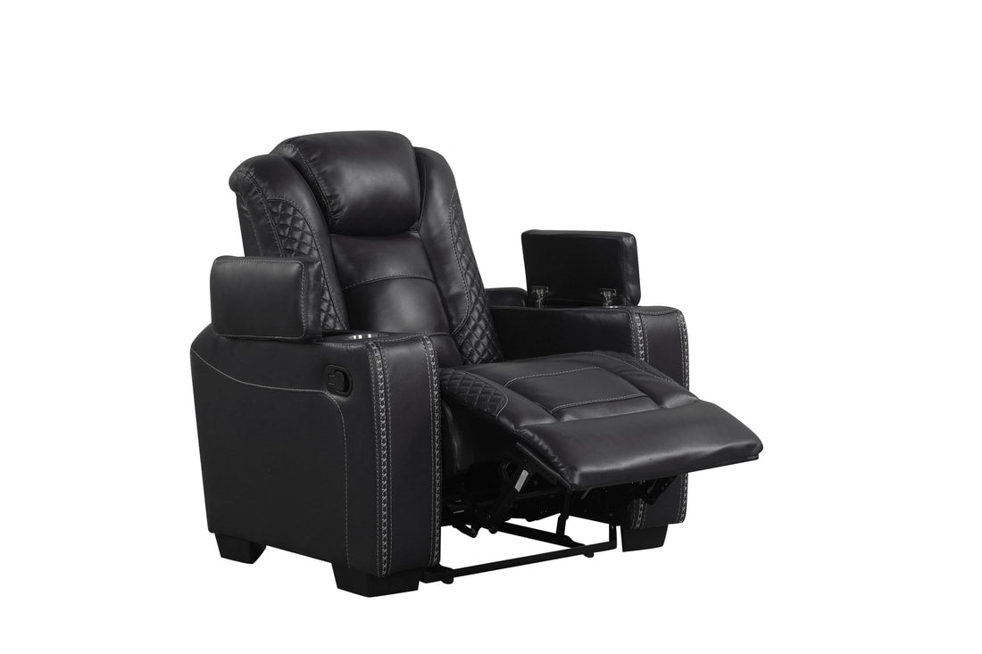 STEFANO20 BLACK 3 PIECE LIVING ROOM SET
