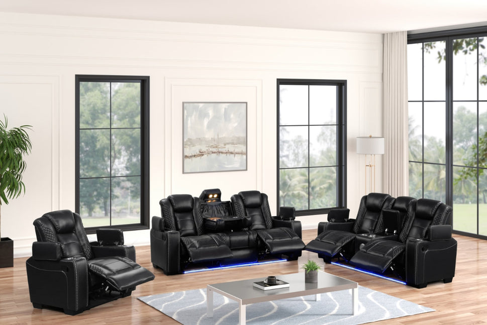 STEFANO20 BLACK 3 PIECE LIVING ROOM SET