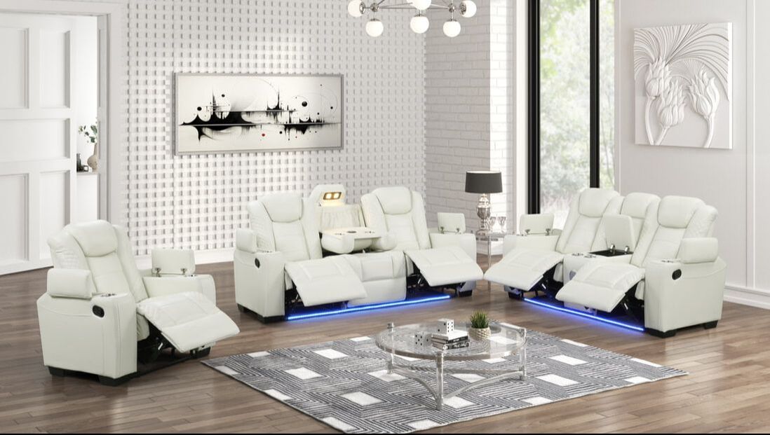 STEFANO50 WHITE 3 PIECE LIVING ROOM SET