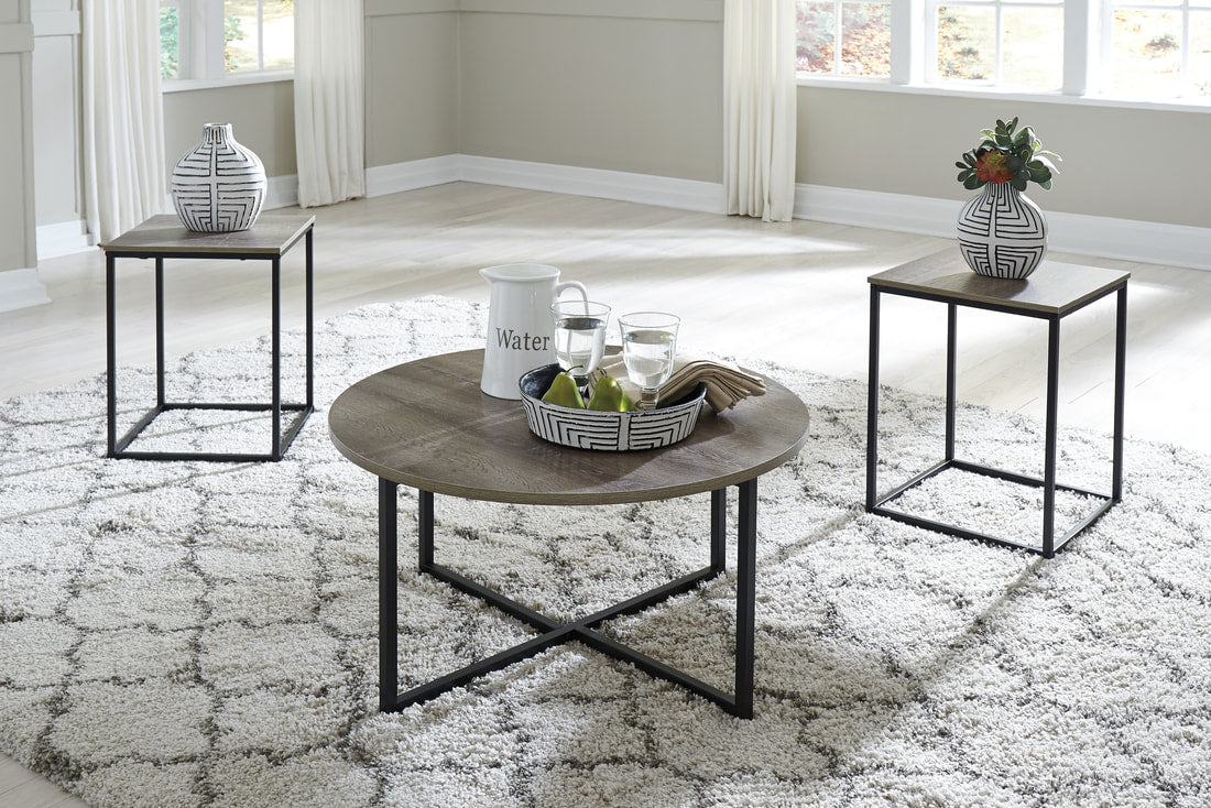 T103-213 COCKTAIL TABLE AND TWO END TABLES