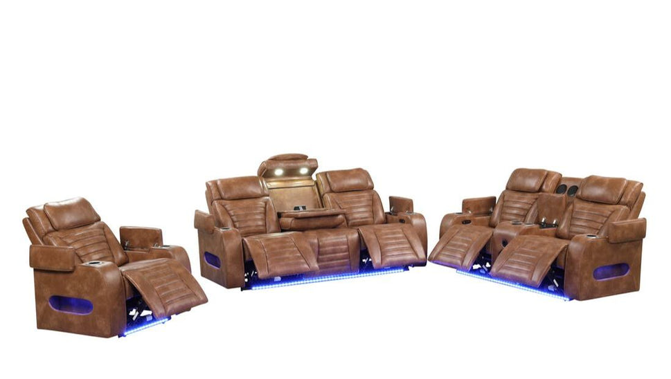 TOKYO 3PC BROWN POWER RECLINING SET