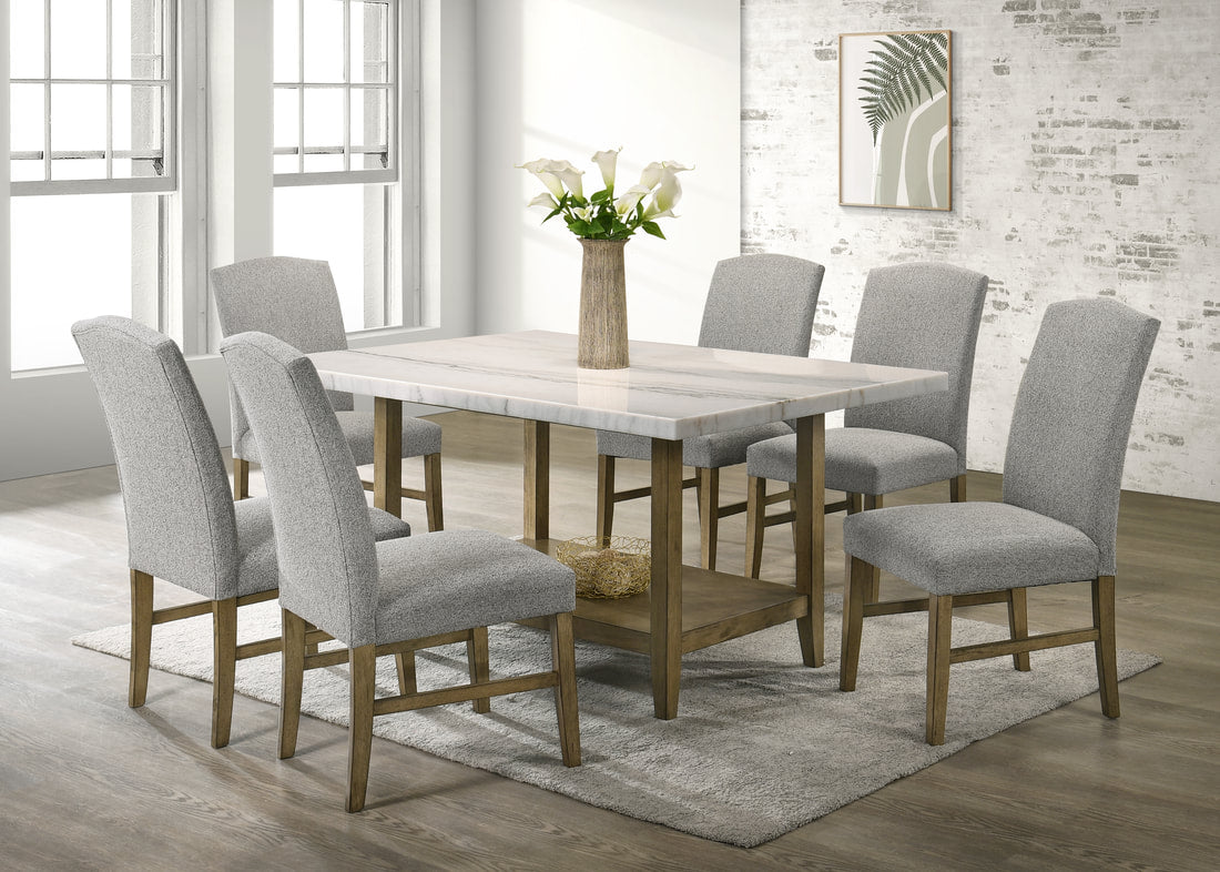 LOLA 10 GENUINE MARBLE DINING TABLE AND 6 CHAIRS