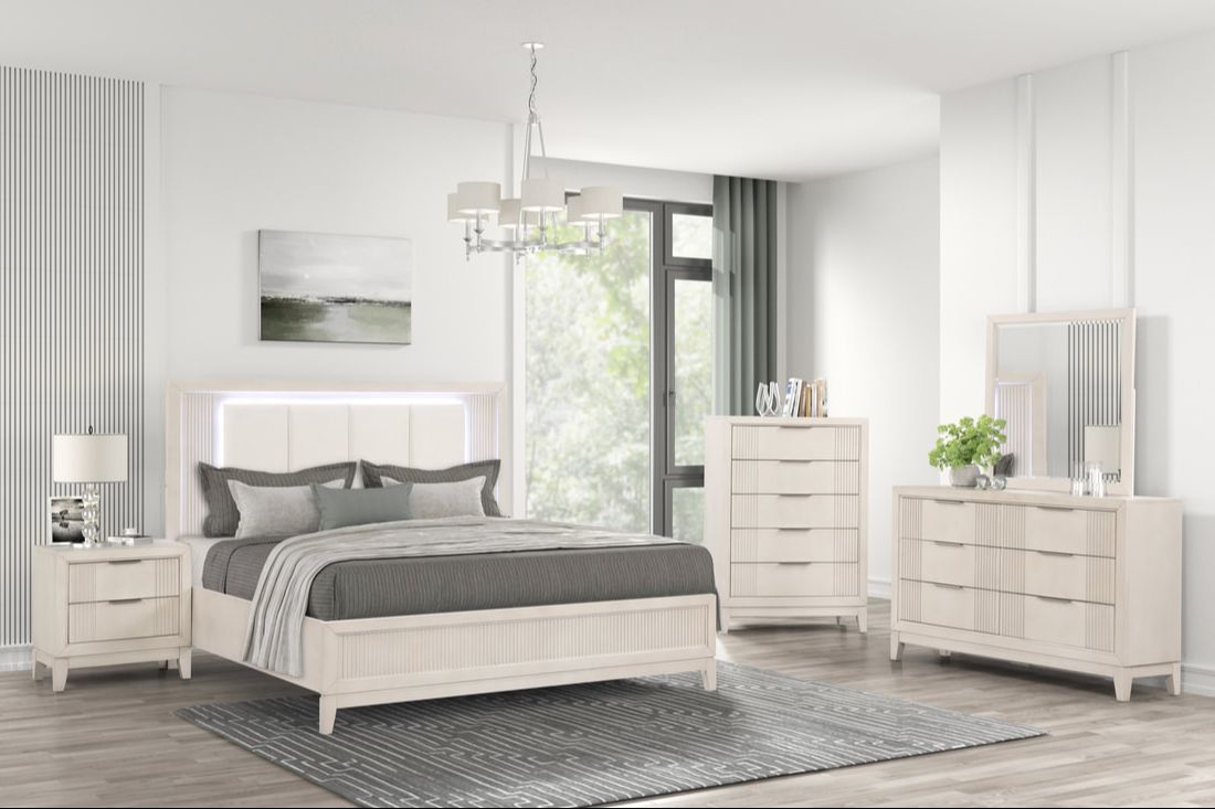 Uptown 4PC or 5PC LED Bedroom Set – Queen or King