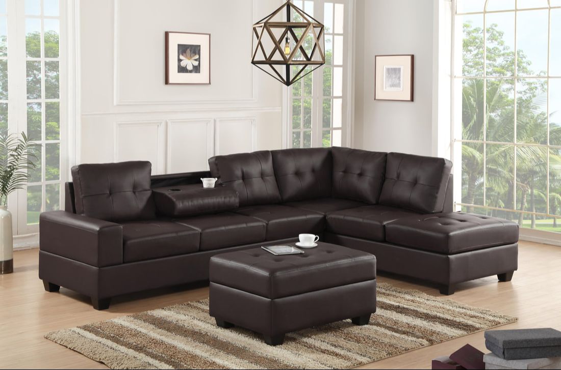 1 HEIGHTS ESPRESSO REVERSIBLE SECTIONAL + OTTOMAN SET