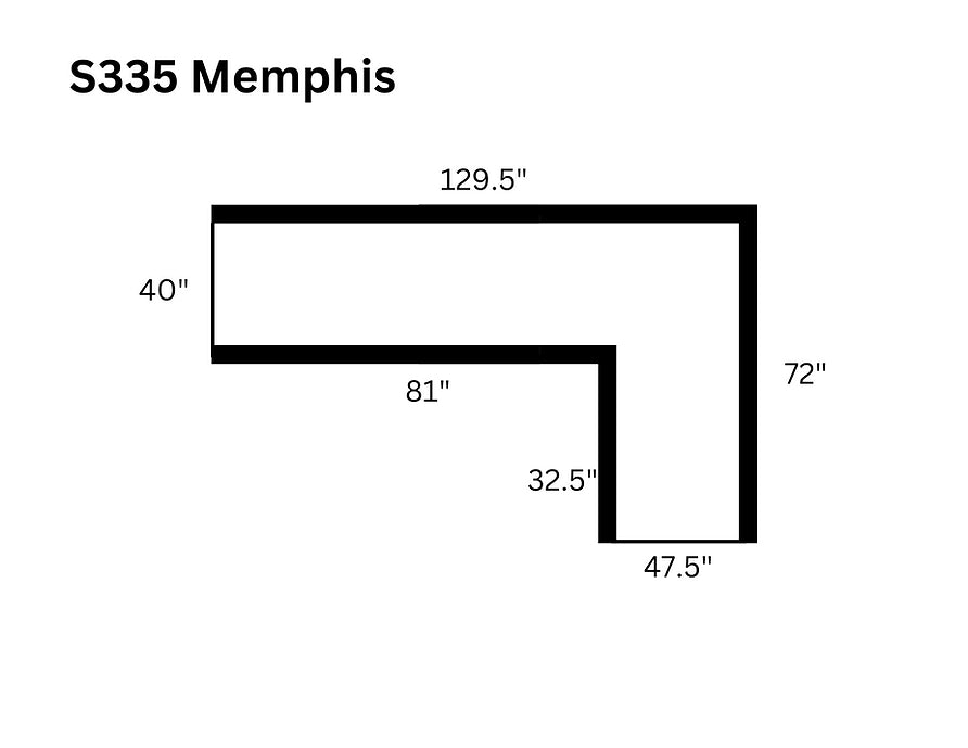 S335 MEMPHIS 2 PIECE BLACK SECTIONAL