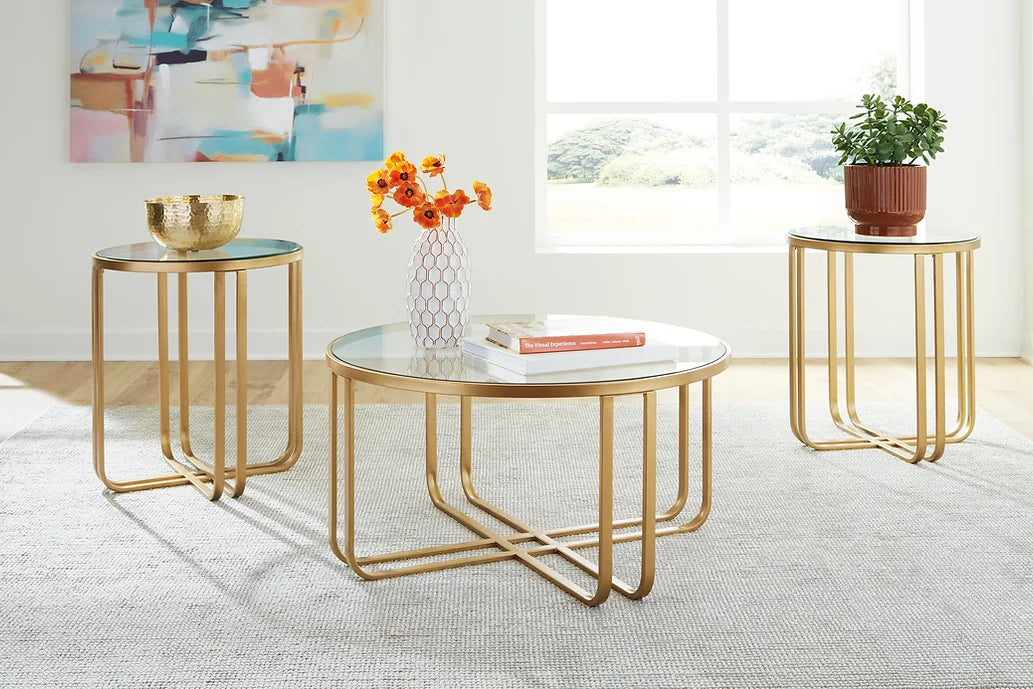 ASHLEY T398-13 3 PIECE COFFEE AND SIDE TABLES SET